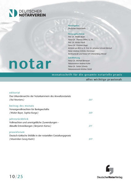 notar - monatsschrift für die gesamte notarielle praxis