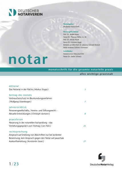 notar - monatsschrift für die gesamte notarielle praxis